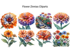 Zinnias Flowers Clipart - CraftNest - Digital Crafting and Art