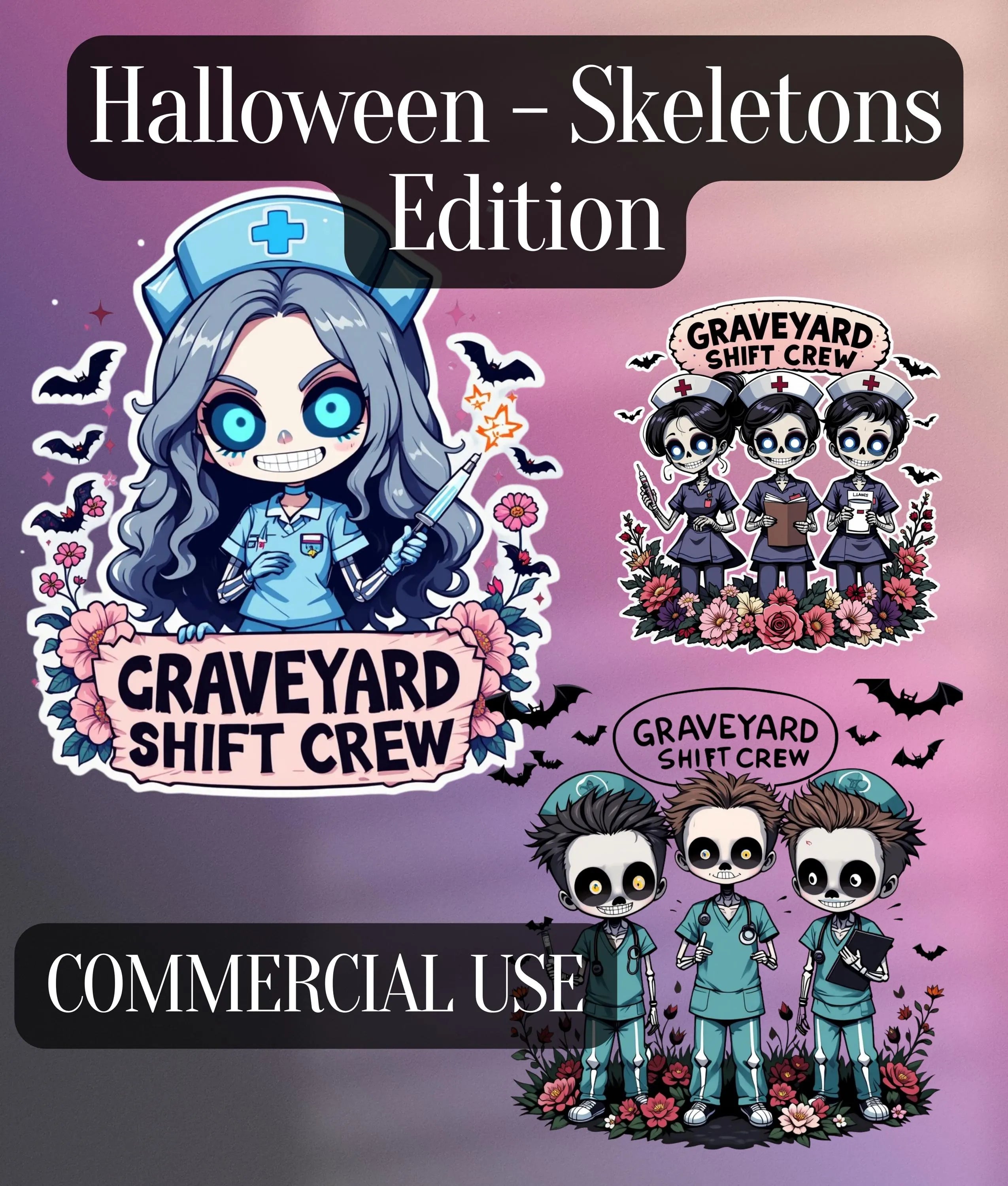 Skeleton Nurse Clipart Bundle