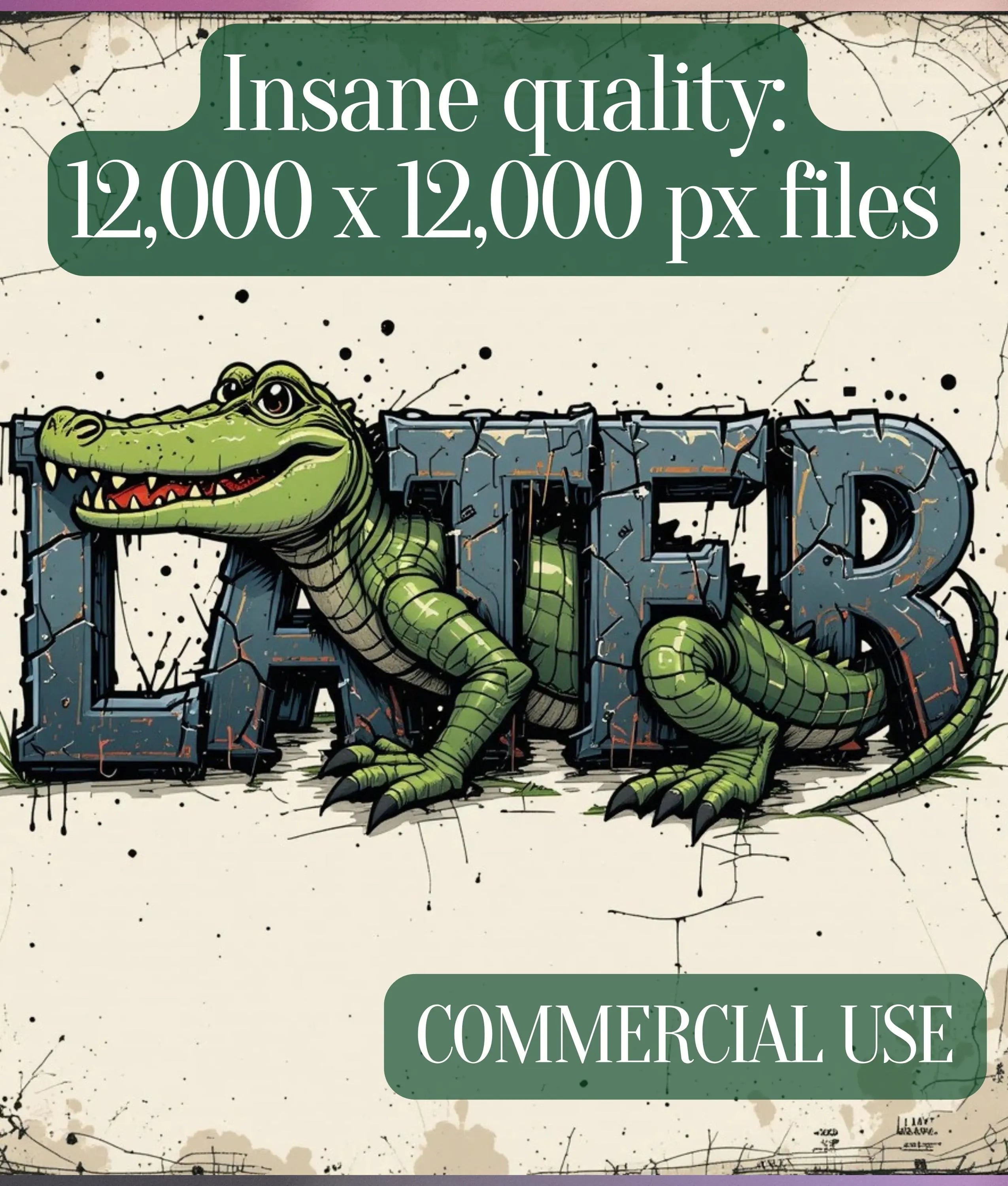 Retro Alligator SVG Clipart Bundle