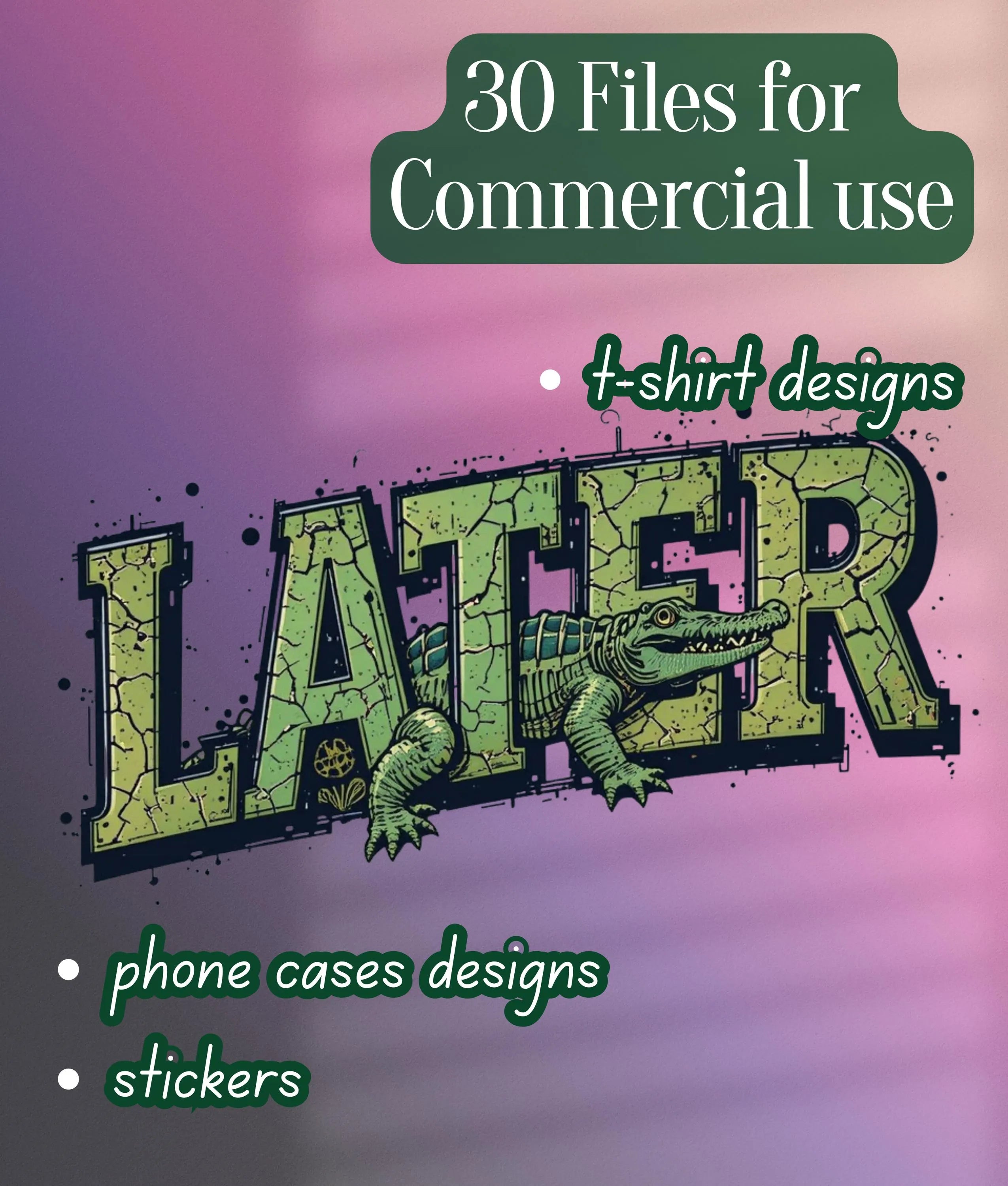 Retro Alligator SVG Clipart Bundle