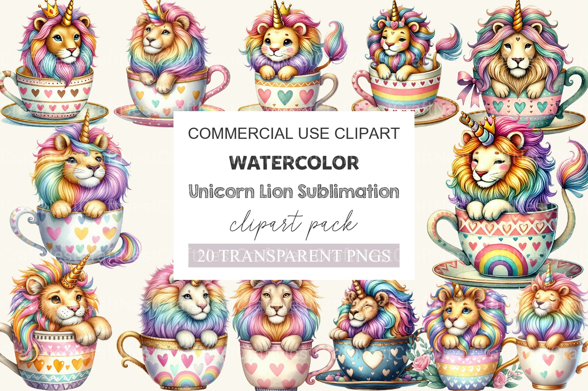Unicorn Lion Clipart Bundle 1 - CraftNest - Digital Crafting and Art
