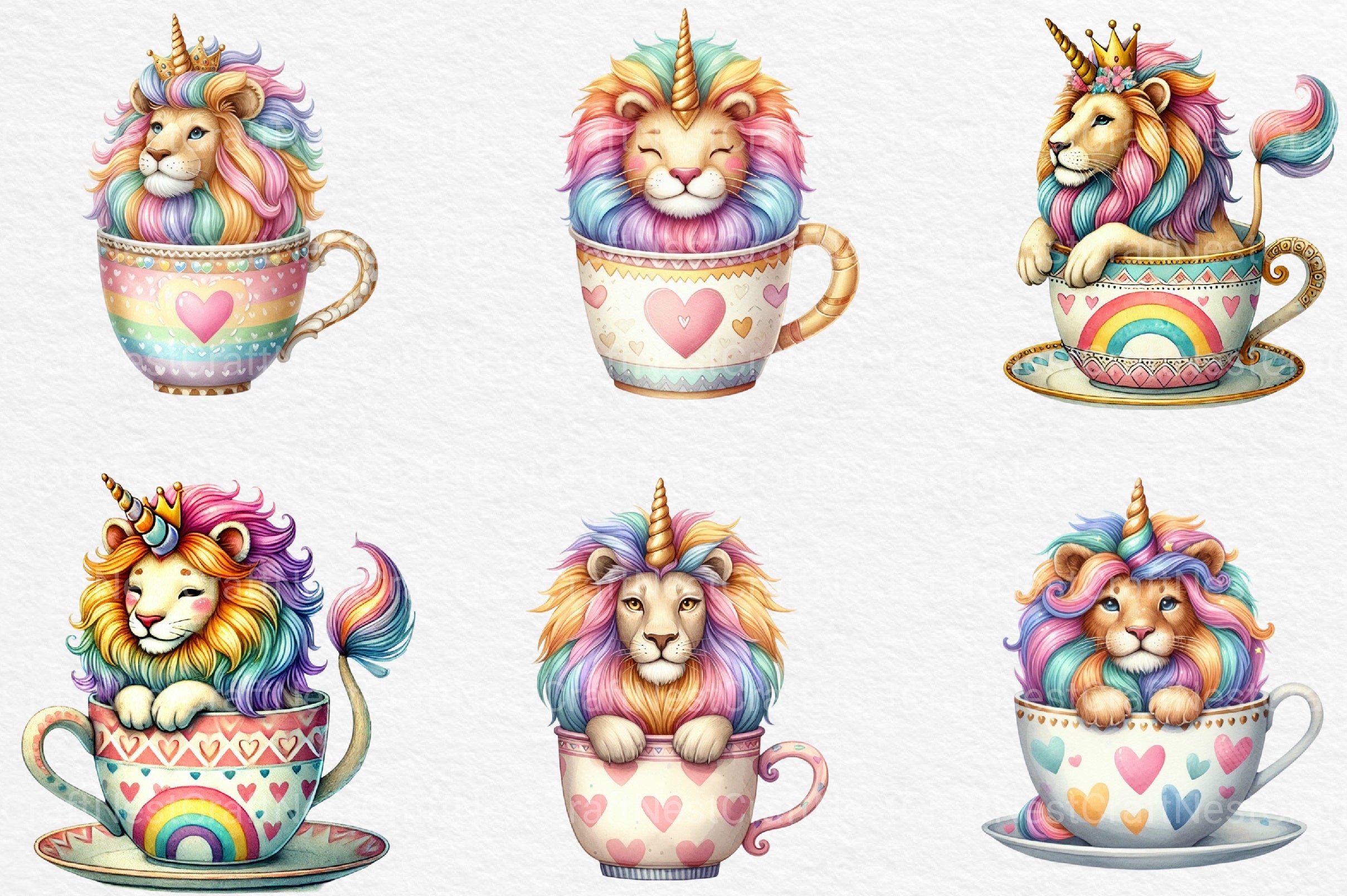 Unicorn Lion Clipart Bundle 1 - CraftNest - Digital Crafting and Art