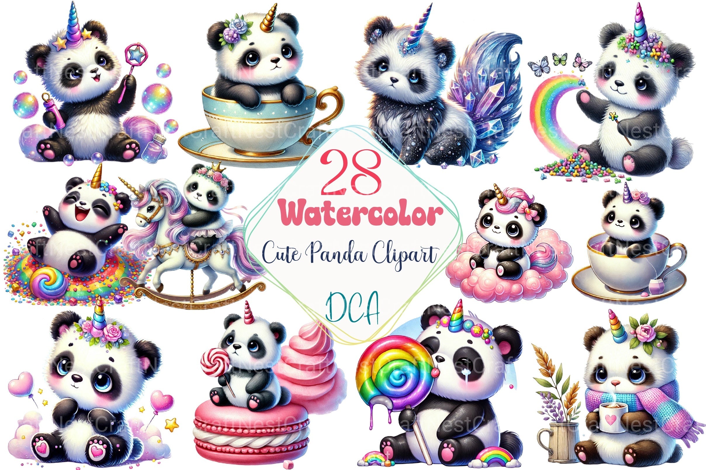 Cute Panda Clipart Bundle 8 - CraftNest - Digital Crafting and Art