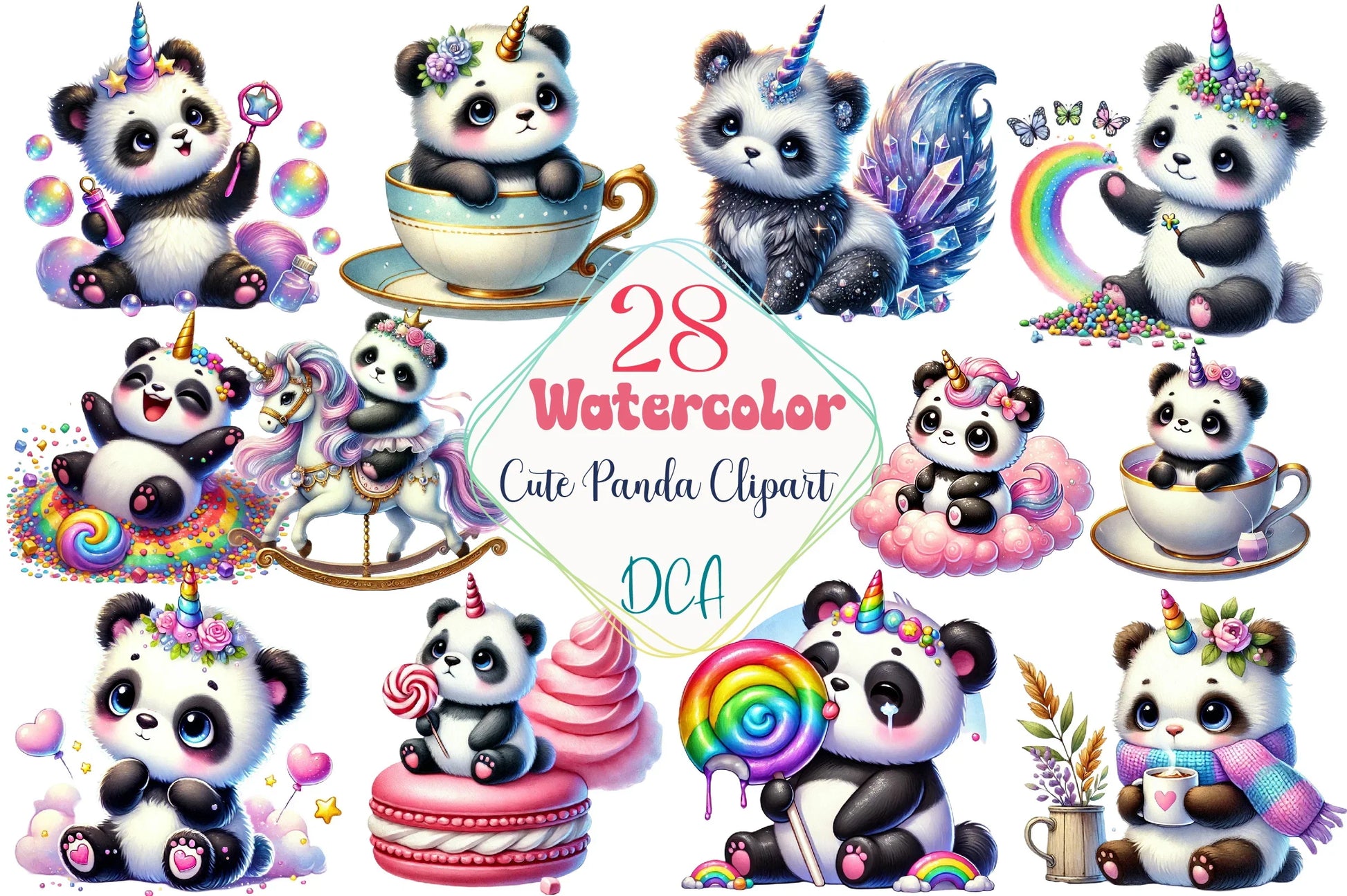 Cute Panda Clipart Bundle - CraftNest - Digital Crafting and Art