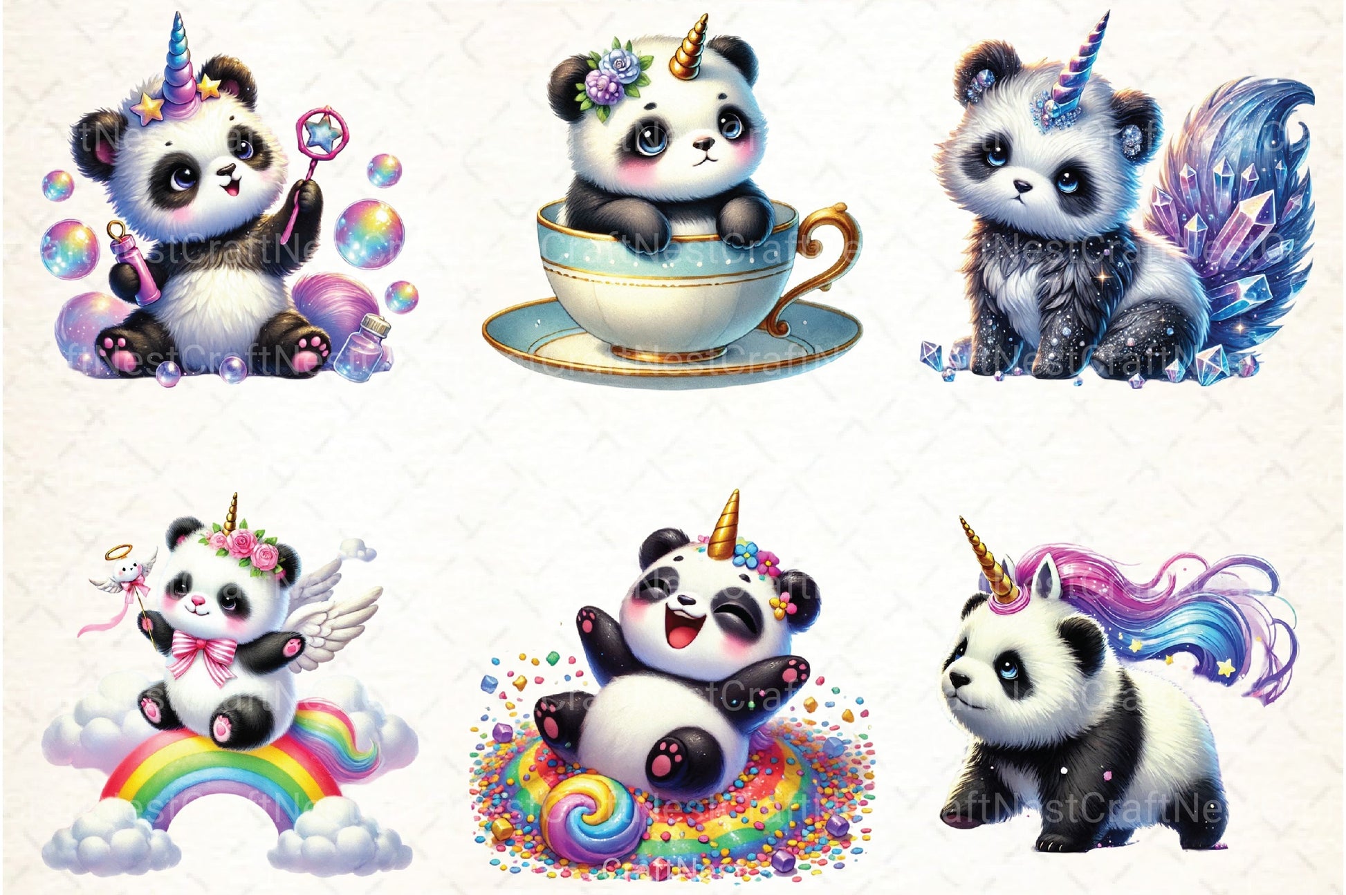 Cute Panda Clipart Bundle 8 - CraftNest - Digital Crafting and Art