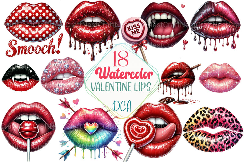 Valentine Lips Clipart Bundle - CraftNest - Digital Crafting and Art