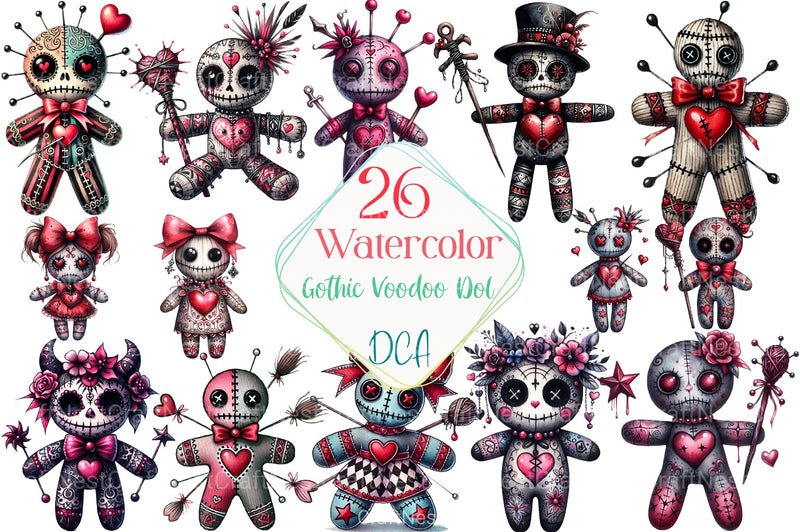 Gothic Voodoo Doll Clipart Bundle for Valentine's Day - CraftNest - Digital Crafting and Art