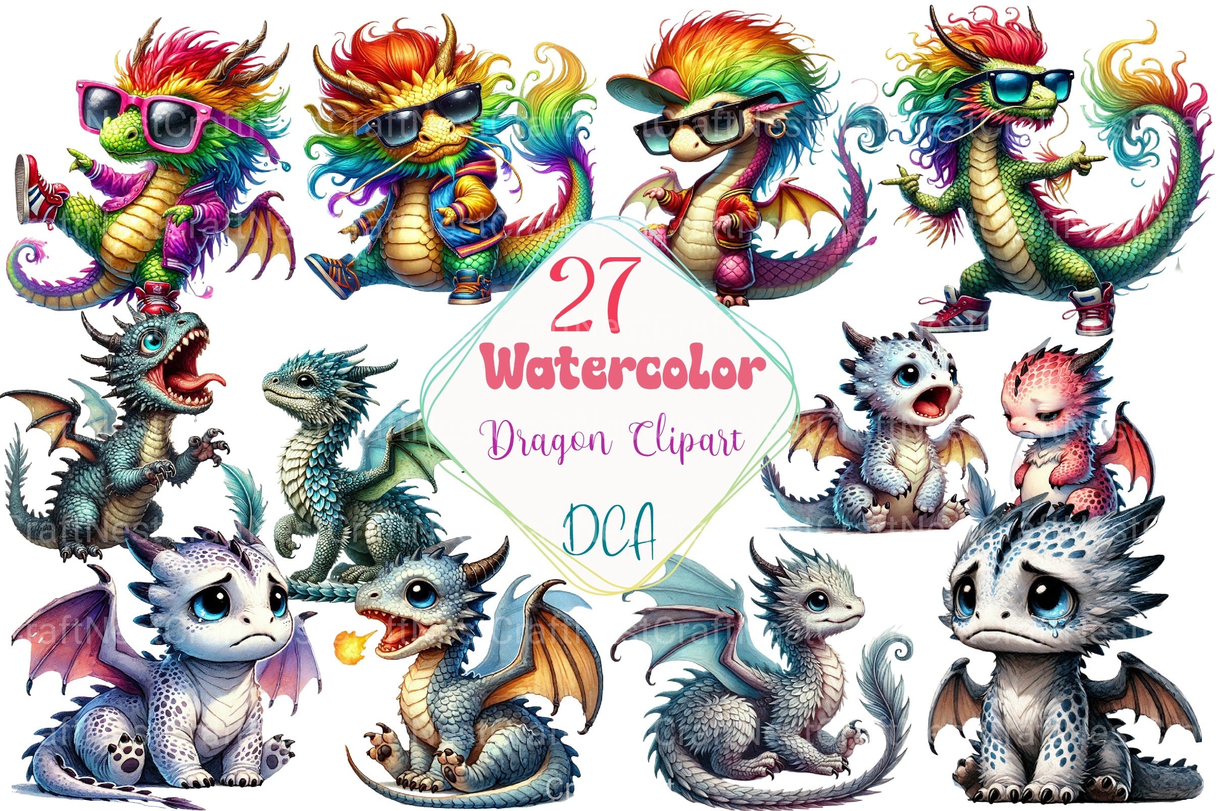 Dragon Clipart Bundle 99 - CraftNest - Digital Crafting and Art