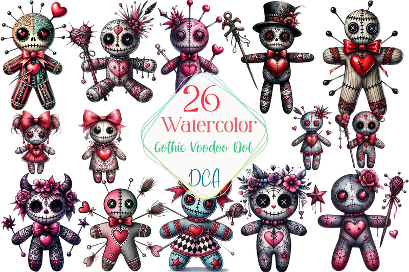Valentine's Day Gothic Voodoo Doll Clipart Bundle - CraftNest - Digital Crafting and Art