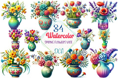 Spring Flowers Vase Clipart Bundle - CraftNest - Digital Crafting and Art