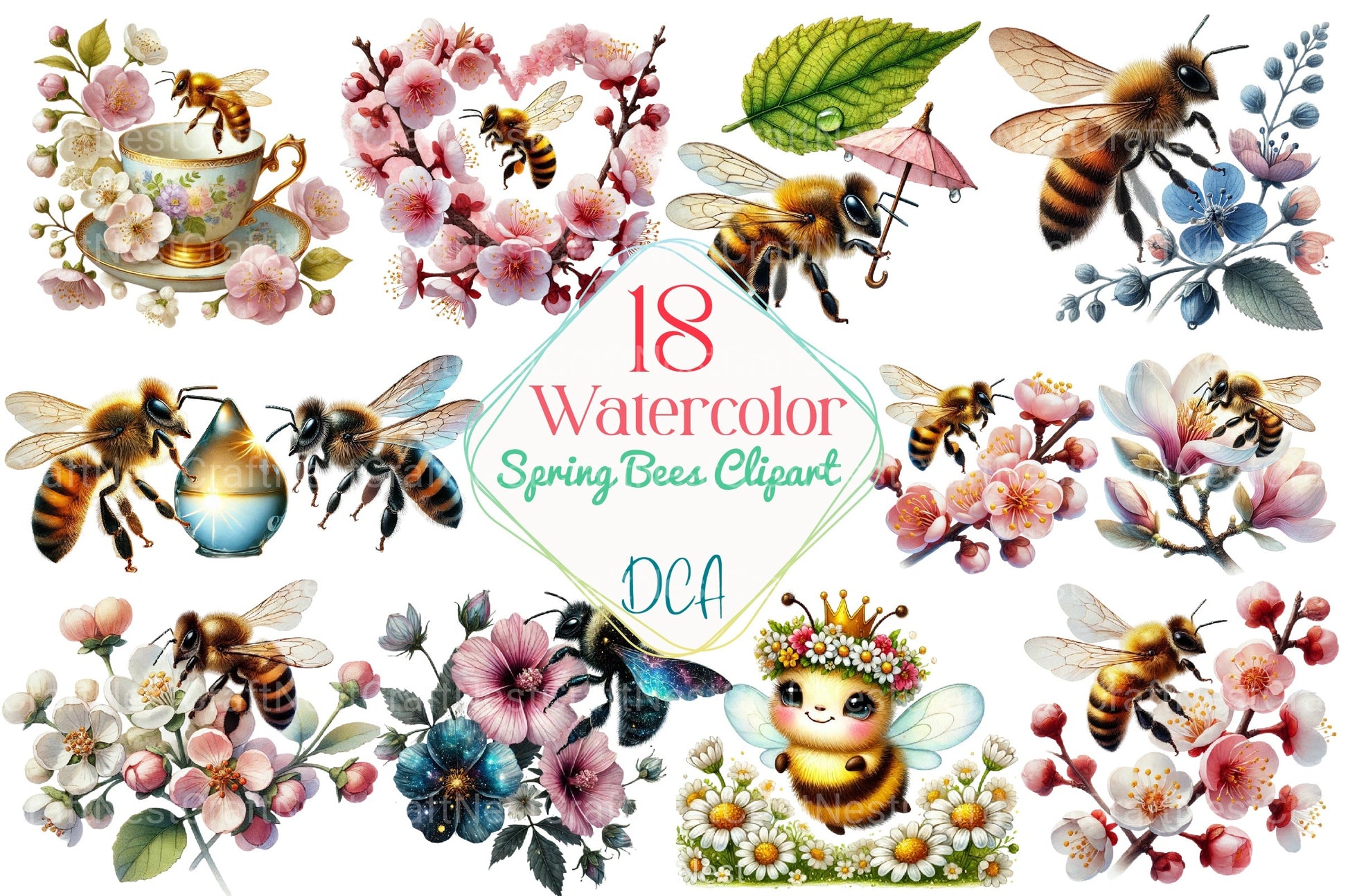 Spring Bees Clipart Bundle 10 - CraftNest - Digital Crafting and Art