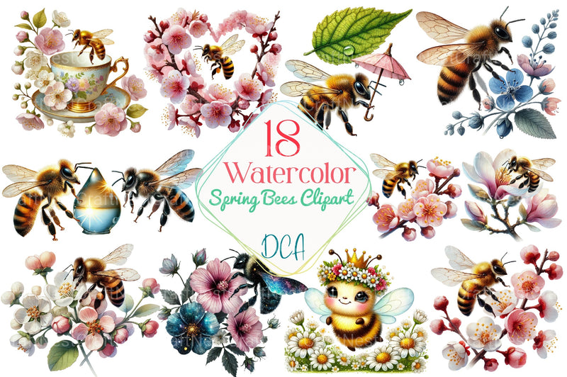Spring Bees Clipart Bundle 10 - CraftNest - Digital Crafting and Art