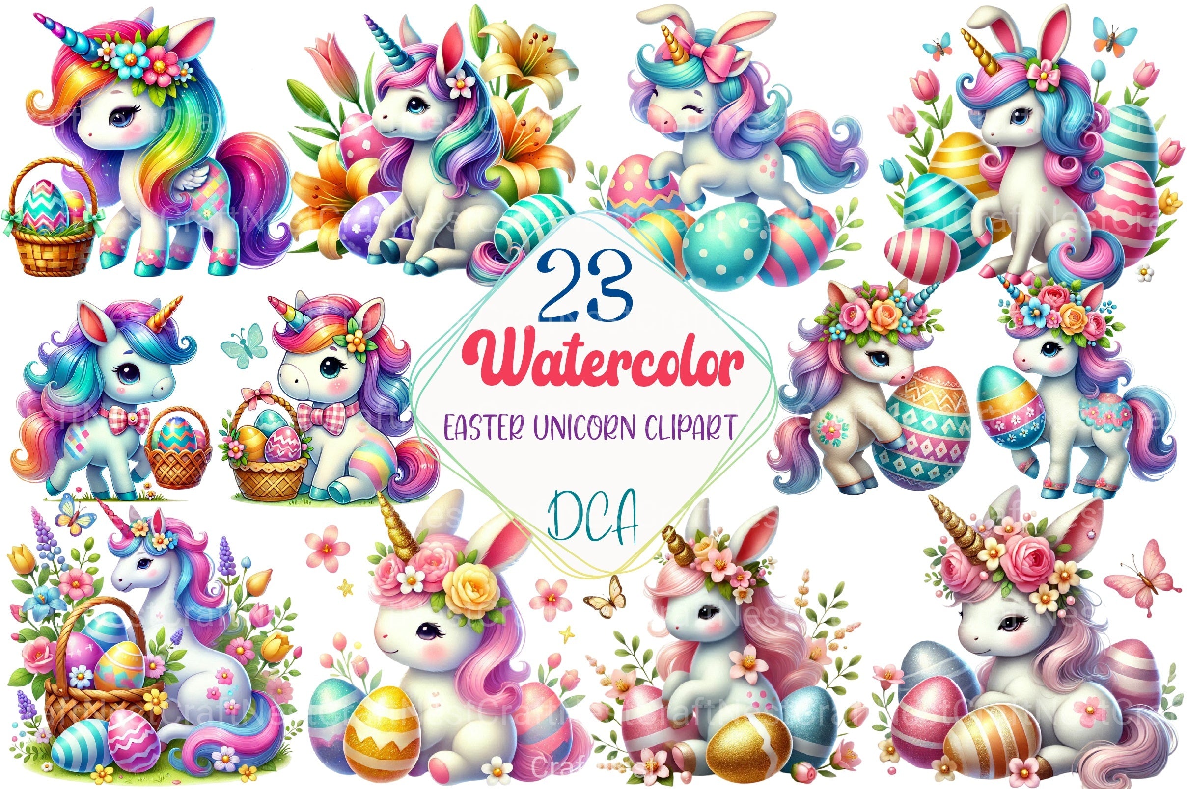 Easter Unicorn Clipart Bundle 33 - CraftNest - Digital Crafting and Art