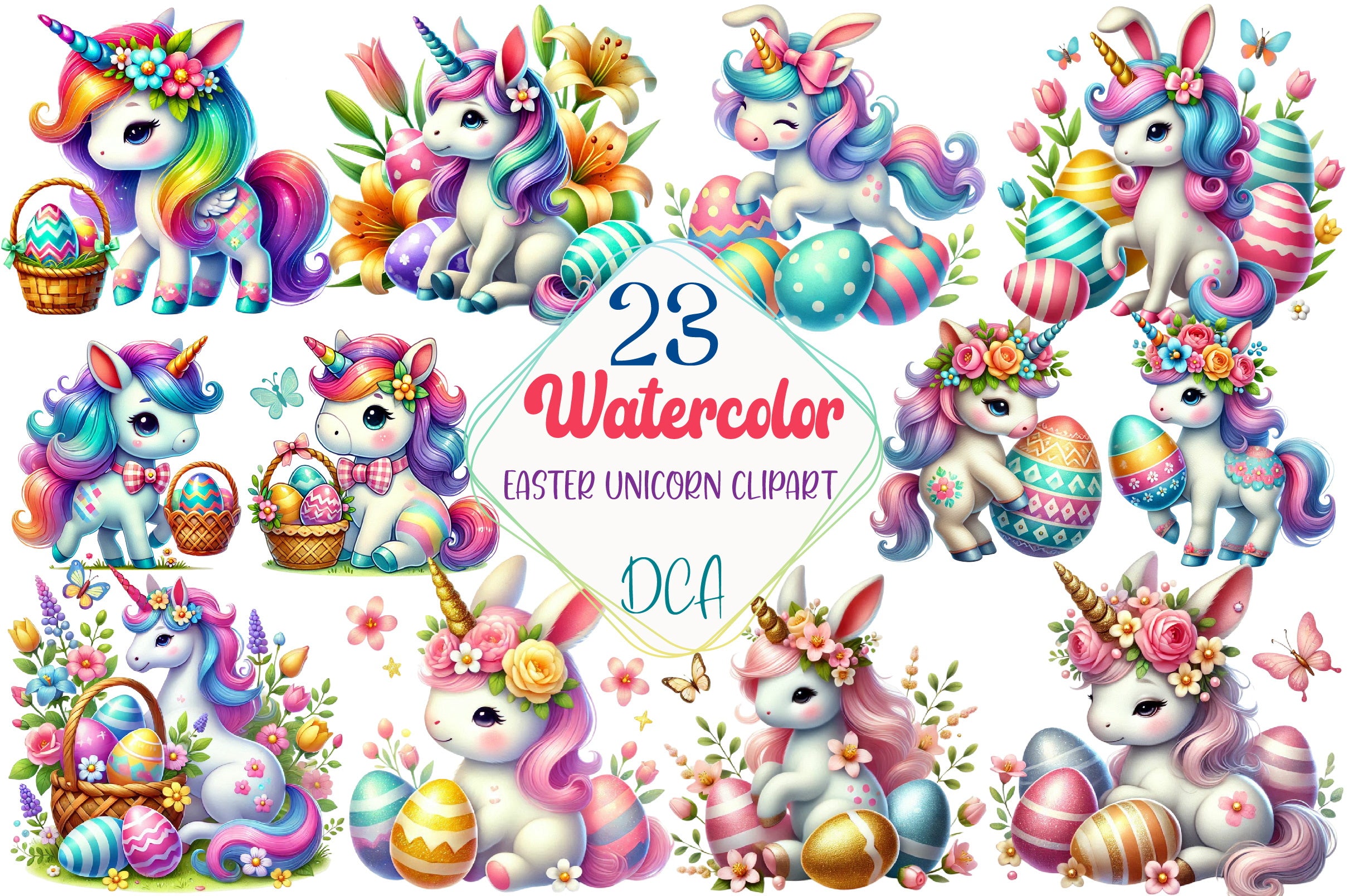 Easter Unicorn Clipart Bundle