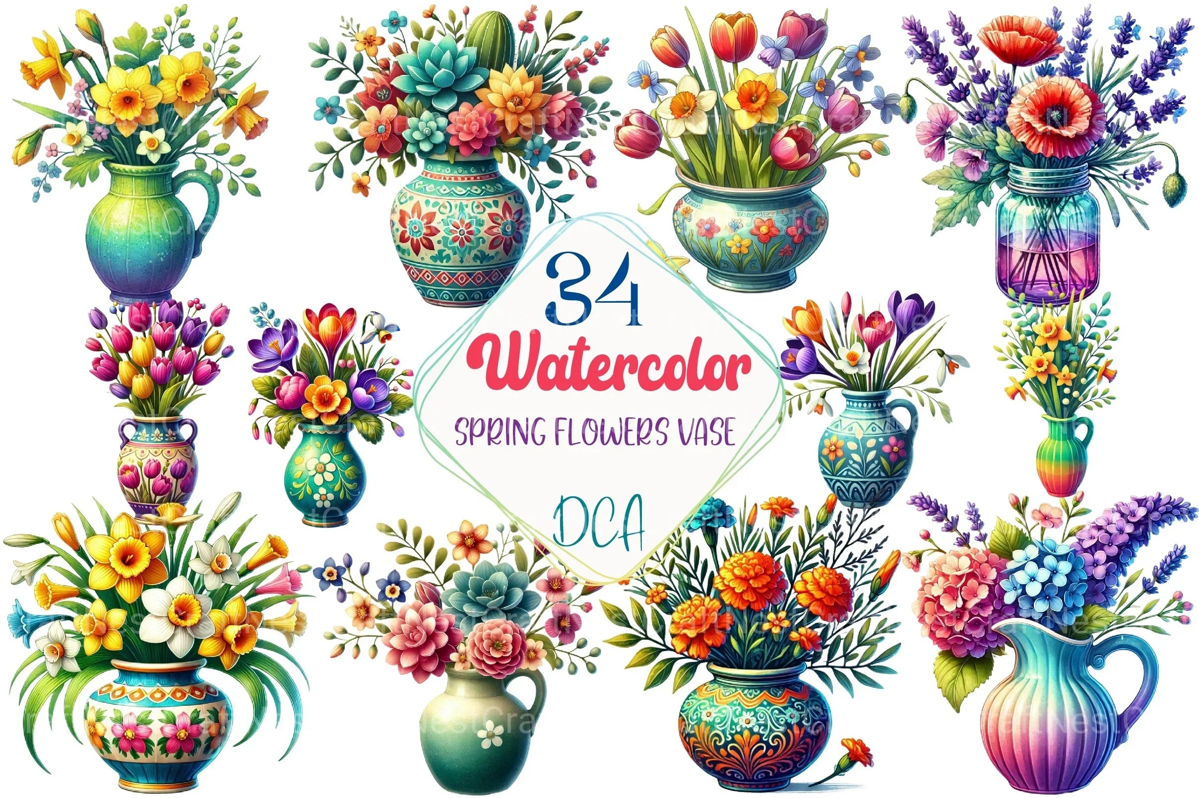 Spring Flowers Vase Clipart Bundle 1 - CraftNest - Digital Crafting and Art