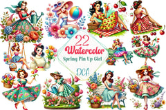 Spring Pin-Up Girl Design Clipart Bundle - CraftNest - Digital Crafting and Art