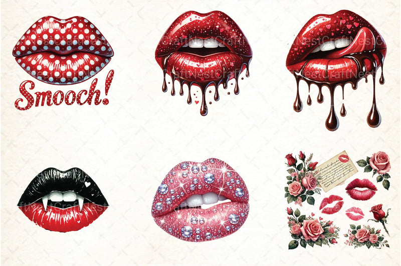 Valentine Lips Clipart Bundle - CraftNest - Digital Crafting and Art
