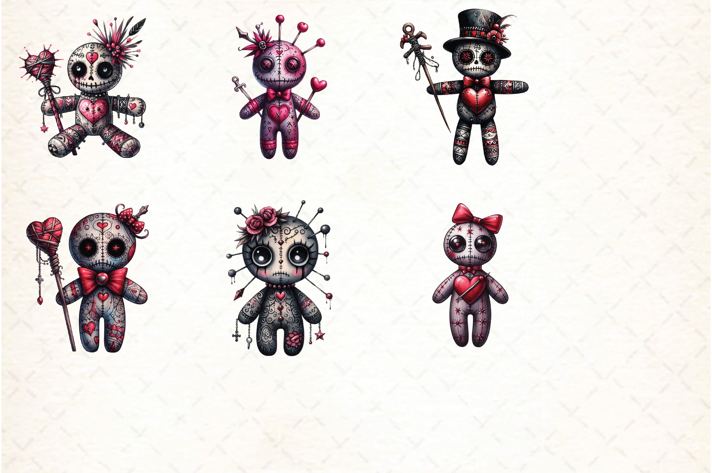 Valentine's Day Gothic Voodoo Doll Clipart Bundle