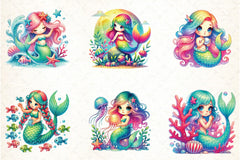 Cute Mermaid Clipart Bundle 6 - CraftNest - Digital Crafting and Art