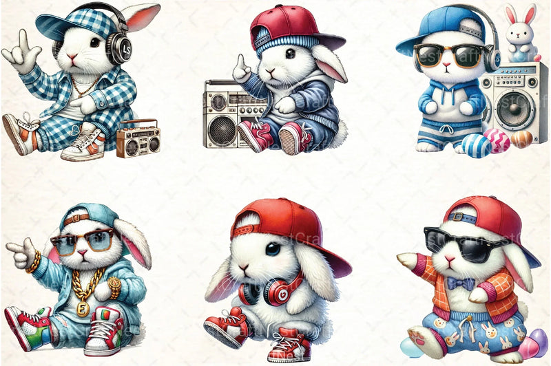 Hip Hop Bunny Easter Clipart Bundle 91 - CraftNest - Digital Crafting and Art