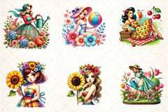 Spring Pin-Up Girl Design Clipart Bundle - CraftNest - Digital Crafting and Art