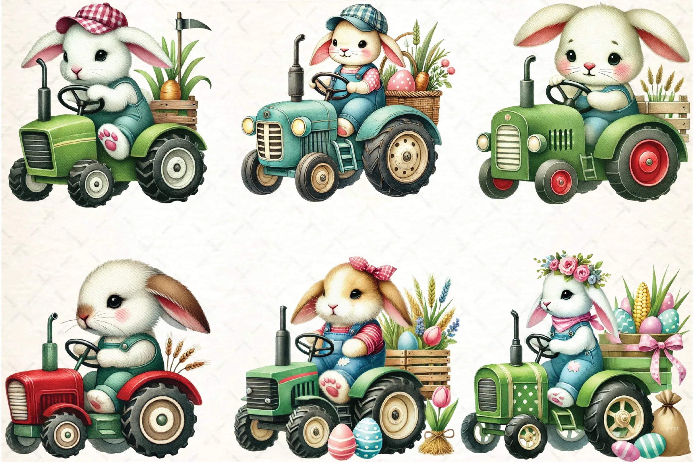 Easter Bunny Tractor Clipart Bundle - CraftNest - Digital Crafting and Art