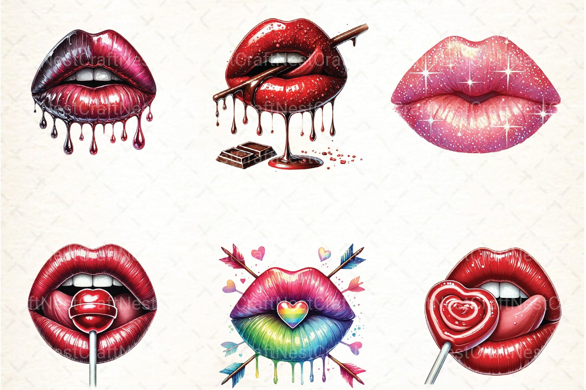 Valentine Lips Clipart Bundle - CraftNest - Digital Crafting and Art