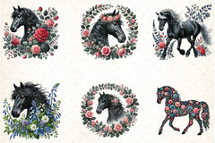 Spring Black Horse Clipart Bundle 99 - CraftNest - Digital Crafting and Art