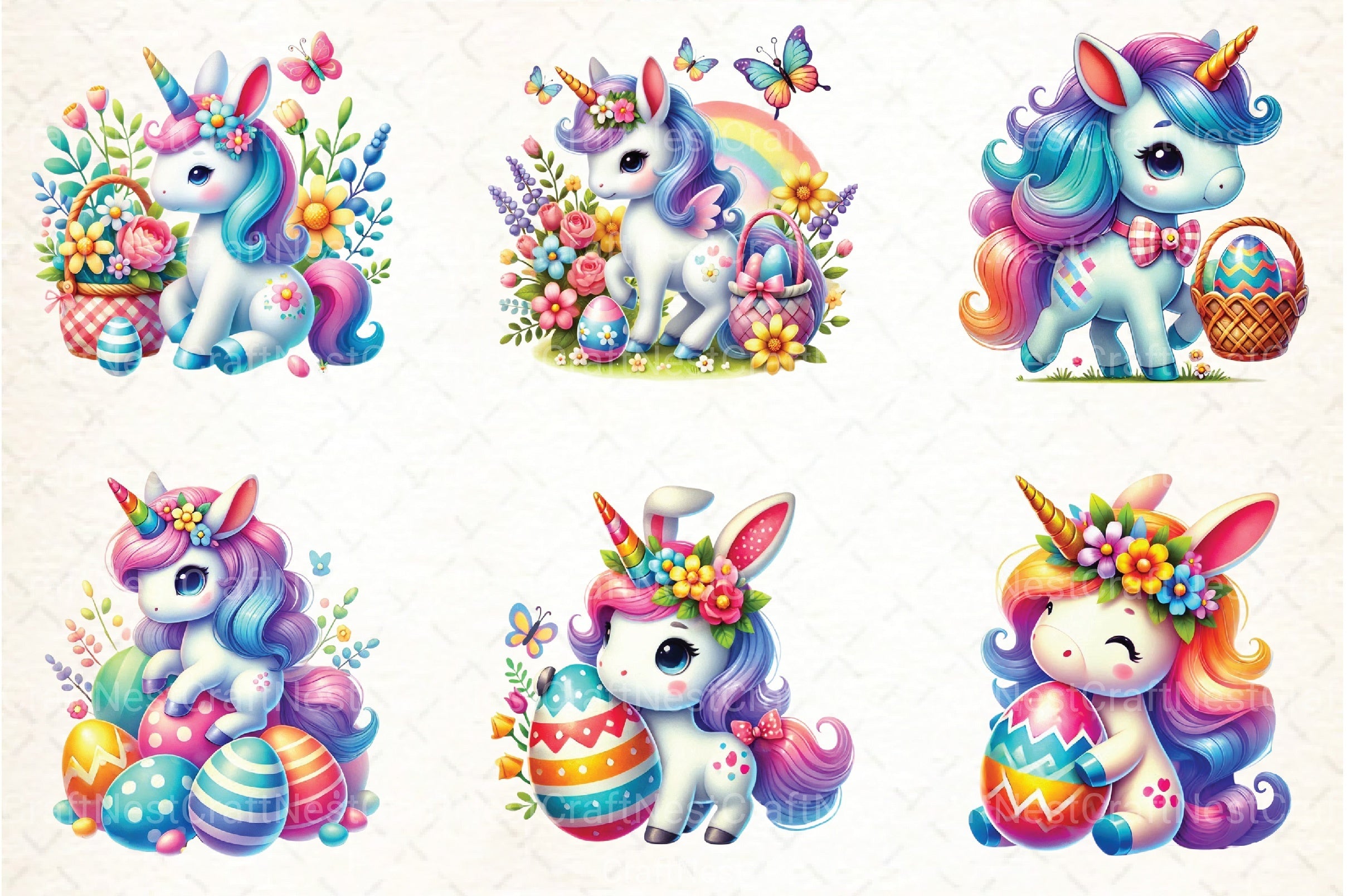Easter Unicorn Clipart Bundle 33 - CraftNest - Digital Crafting and Art