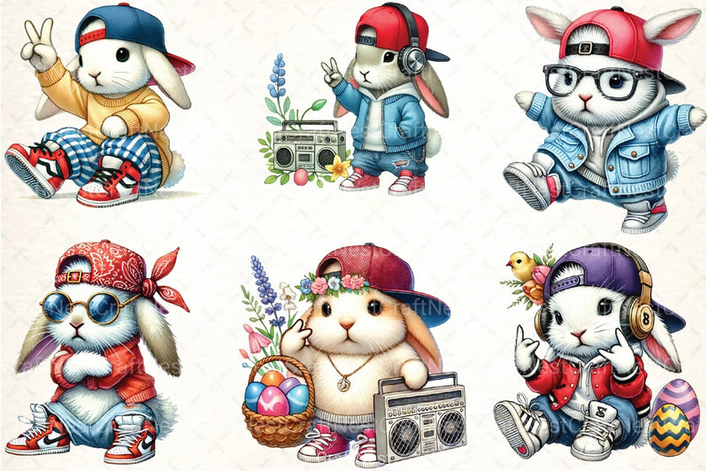 Hip Hop Bunny Easter Clipart Bundle 91 - CraftNest - Digital Crafting and Art
