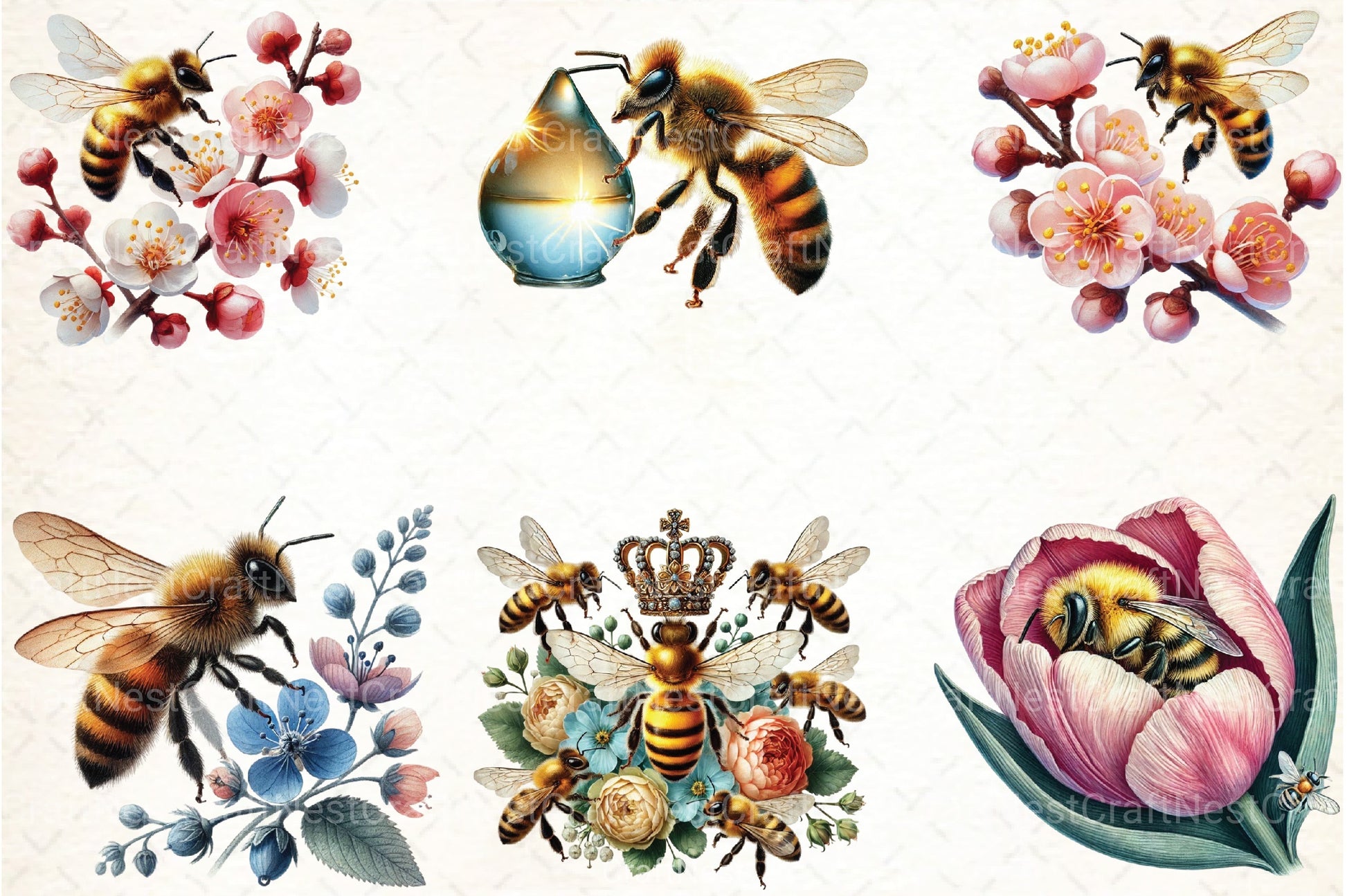 Spring Bees Clipart Bundle 10 - CraftNest - Digital Crafting and Art