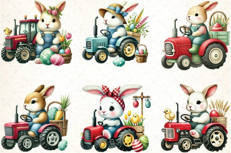 Easter Bunny Tractor Clipart Bundle - CraftNest - Digital Crafting and Art