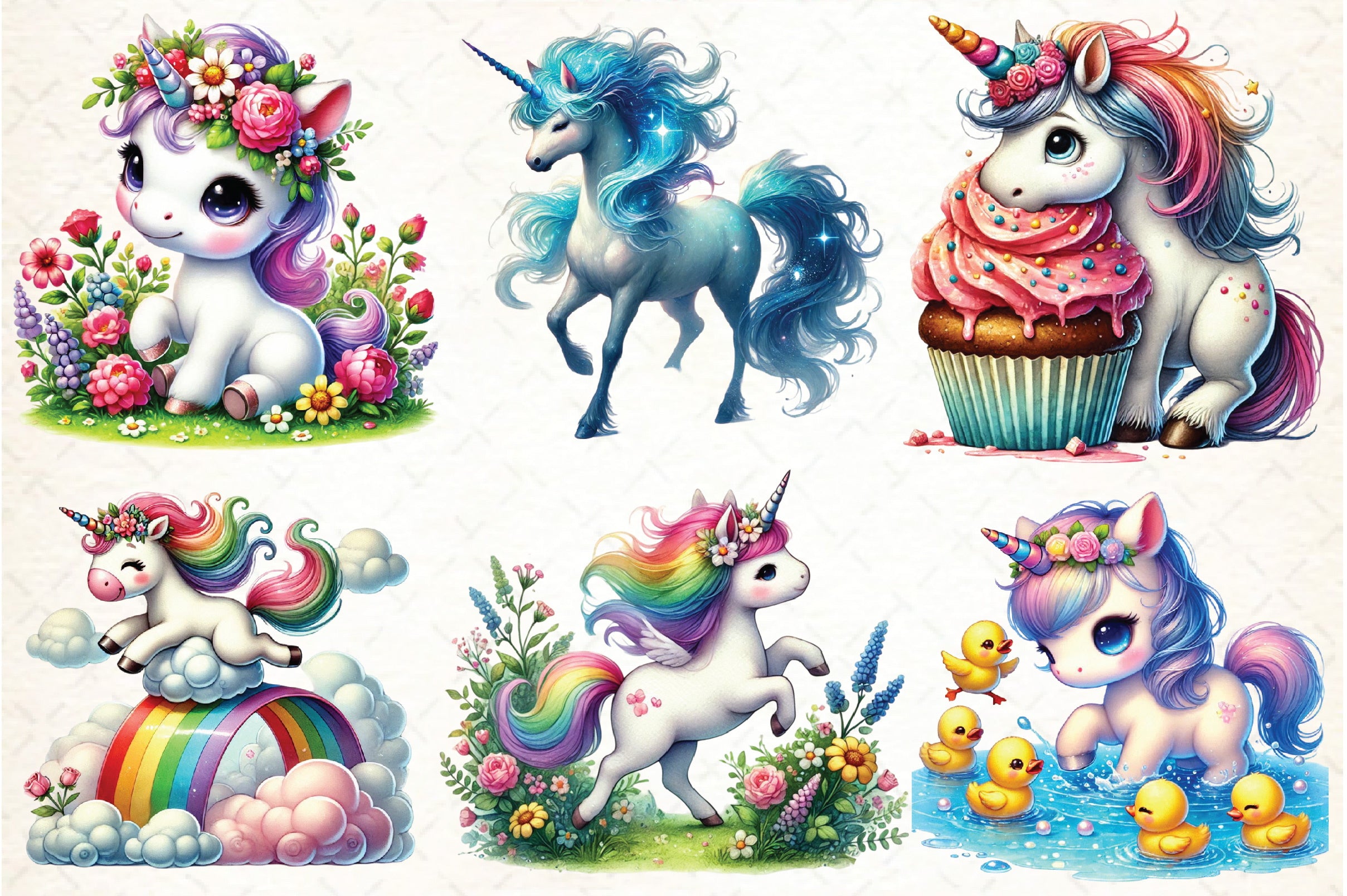 Unicorn Cute Horse Clipart Bundle