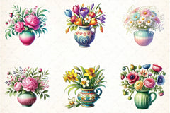 Spring Flowers Vase Clipart Bundle 1 - CraftNest - Digital Crafting and Art