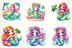 Cute Mermaid Clipart Bundle 6 - CraftNest - Digital Crafting and Art