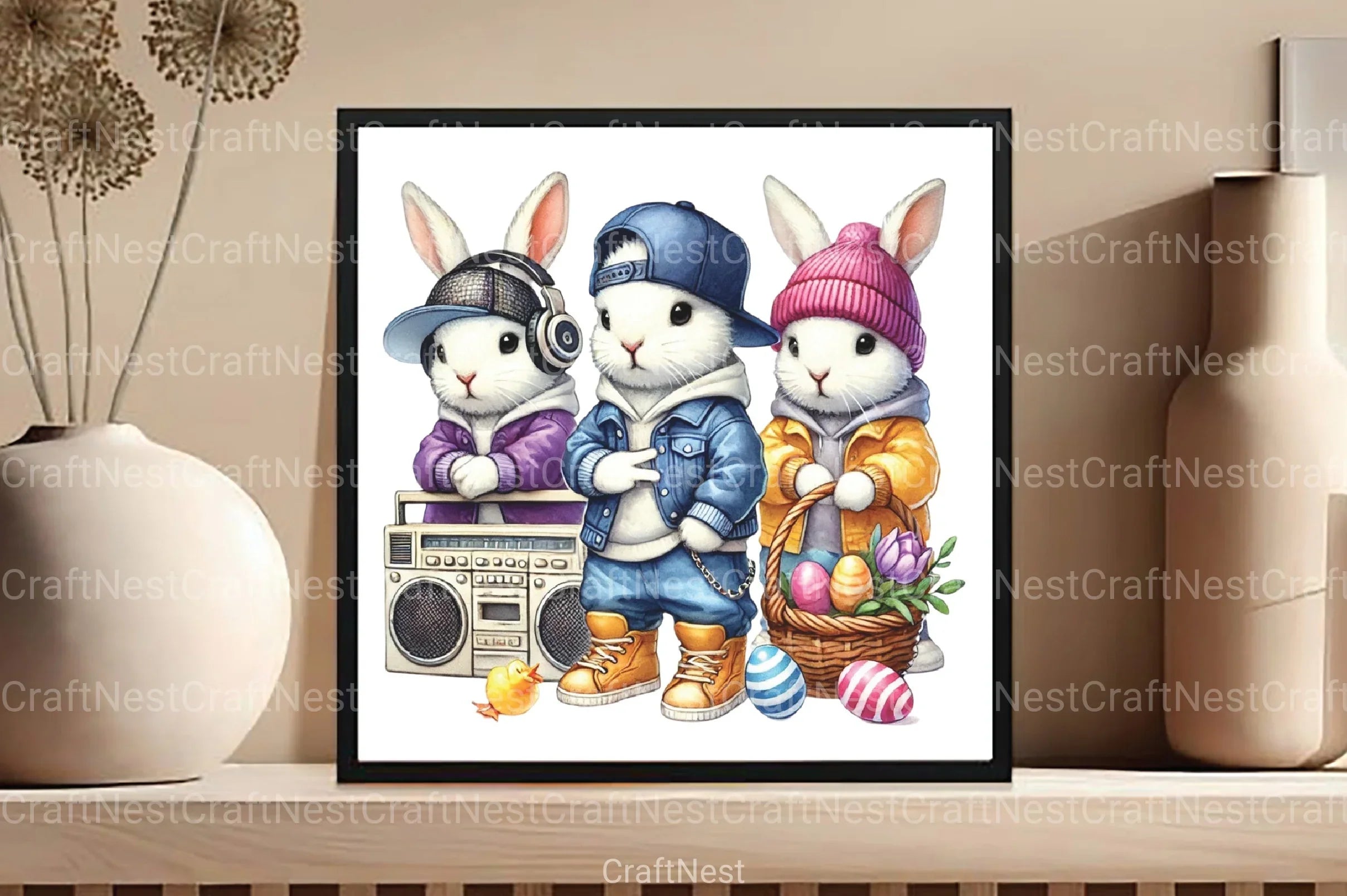 Hip Hop Bunny Easter Clipart Bundle 91 - CraftNest - Digital Crafting and Art