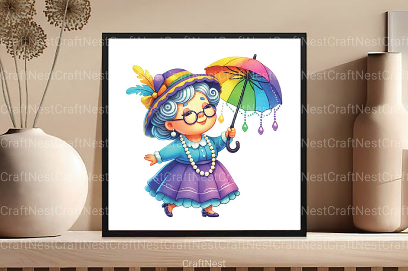 Mardi Gras Grandma Clipart Bundle - CraftNest - Digital Crafting and Art