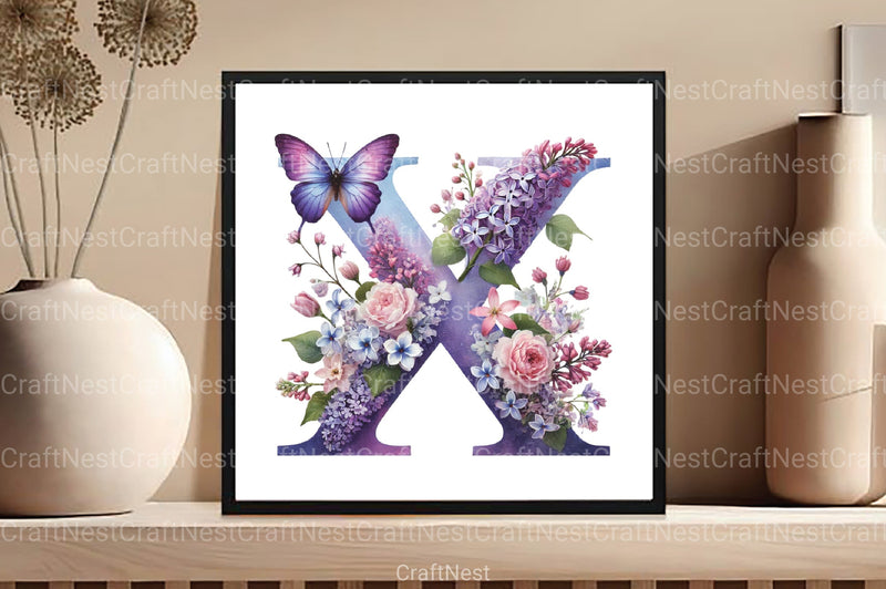 Floral Alphabet Clipart Bundle 4 - CraftNest - Digital Crafting and Art