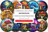 Mushroom Round Stained Glass Clipart Bundle
