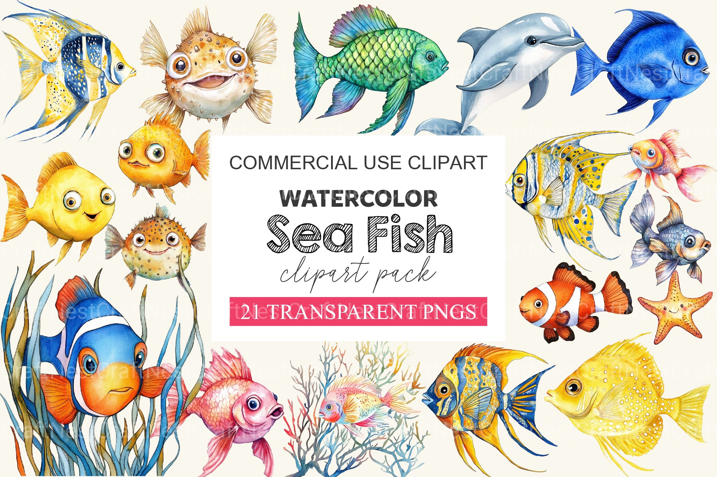 Sea Fish Clipart Bundle 2 - CraftNest - Digital Crafting and Art