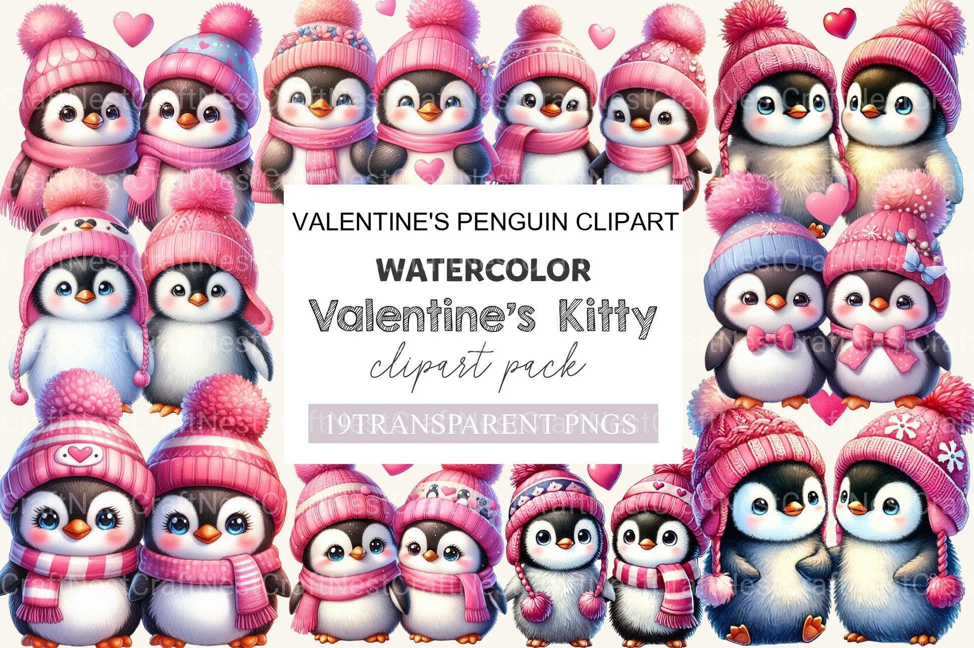 Valentine's Penguin Clipart Bundle - CraftNest - Digital Crafting and Art