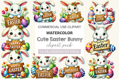 Cute Easter Bunny Clipart Bundle 4 - CraftNest - Digital Crafting and Art