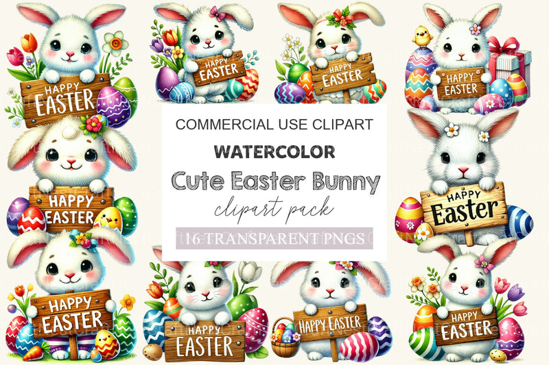 Cute Easter Bunny Clipart Bundle 4 - CraftNest - Digital Crafting and Art