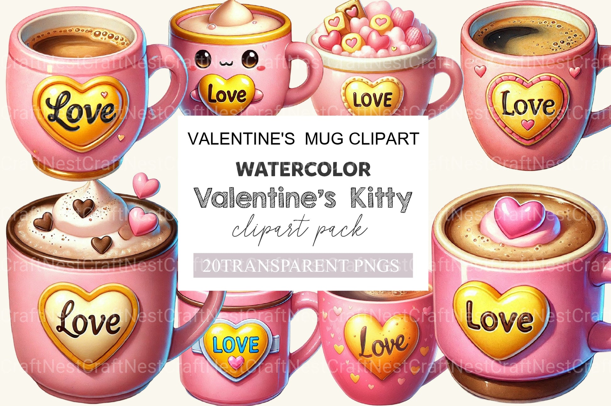 Valentine's Mug Clipart Bundle - CraftNest - Digital Crafting and Art