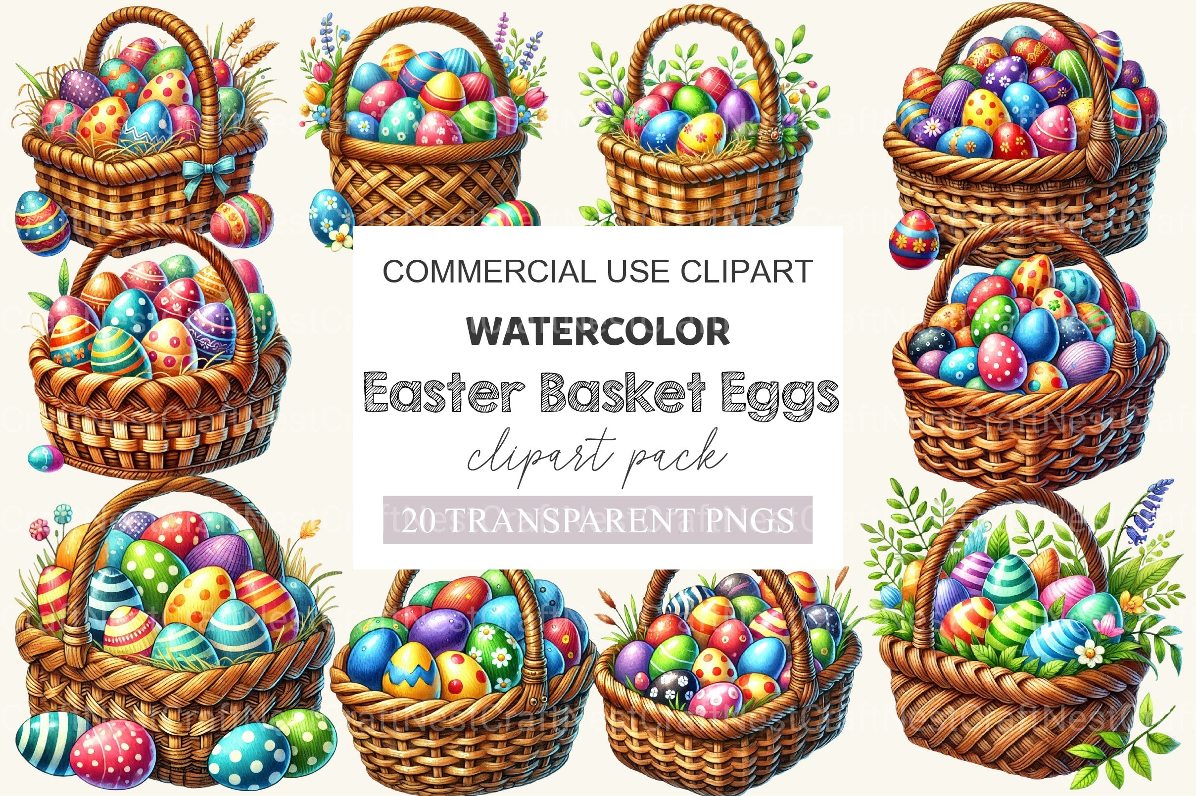 Easter Basket Eggs Clipart Bundle - CraftNest - Digital Crafting and Art