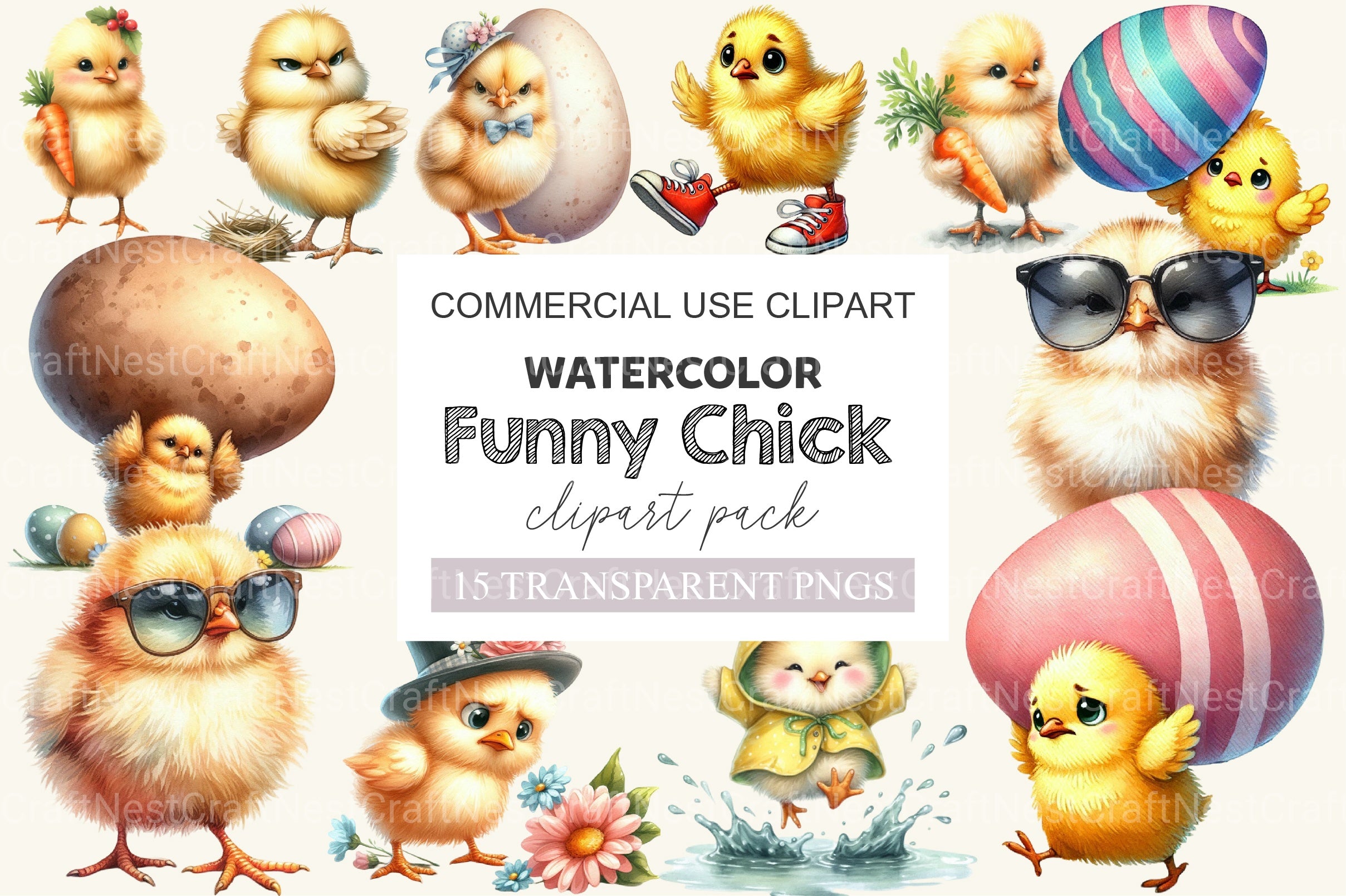Funny Chick Clipart Bundle - CraftNest - Digital Crafting and Art