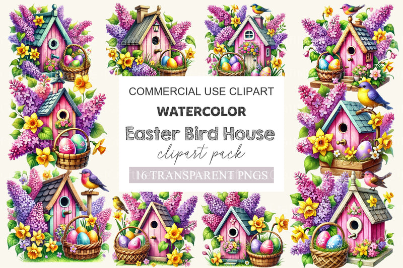 Easter Bird House Clipart Bundle 2 - CraftNest - Digital Crafting and Art