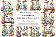 Cute Easter Bunny Swing Clipart Bundle - CraftNest - Digital Crafting and Art
