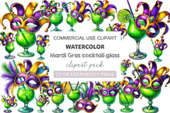 Mardi Gras Cocktail Glass Clipart Bundle - CraftNest - Digital Crafting and Art