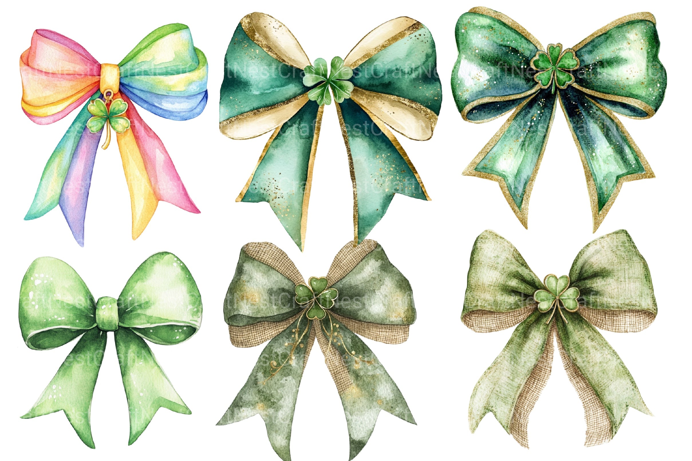 St Patrick's Day Bow Clipart Bundle 2 - CraftNest - Digital Crafting and Art